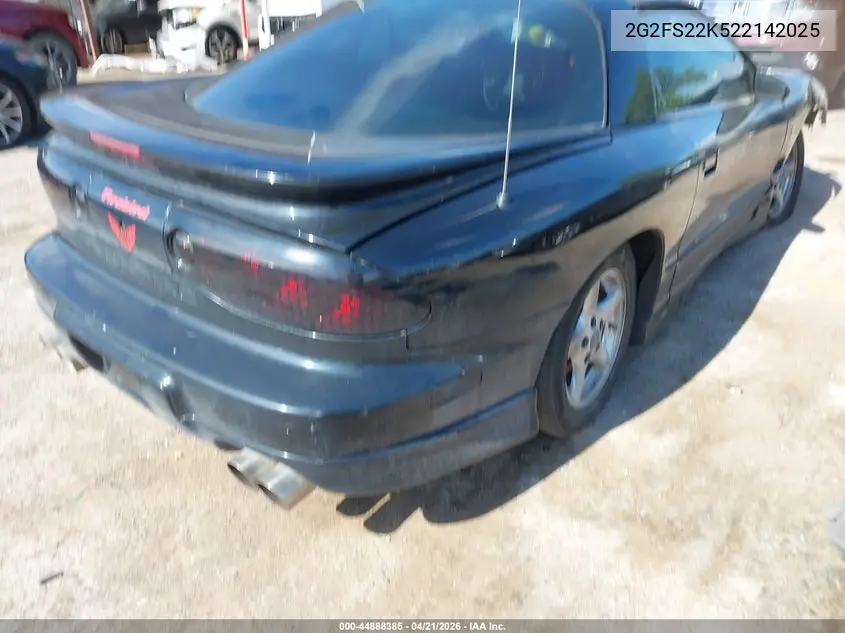 2002 Pontiac Firebird VIN: 2G2FS22K522142025 Lot: 44888385
