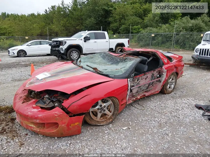2002 Pontiac Firebird VIN: 2G2FS22K122147433 Lot: 45245813