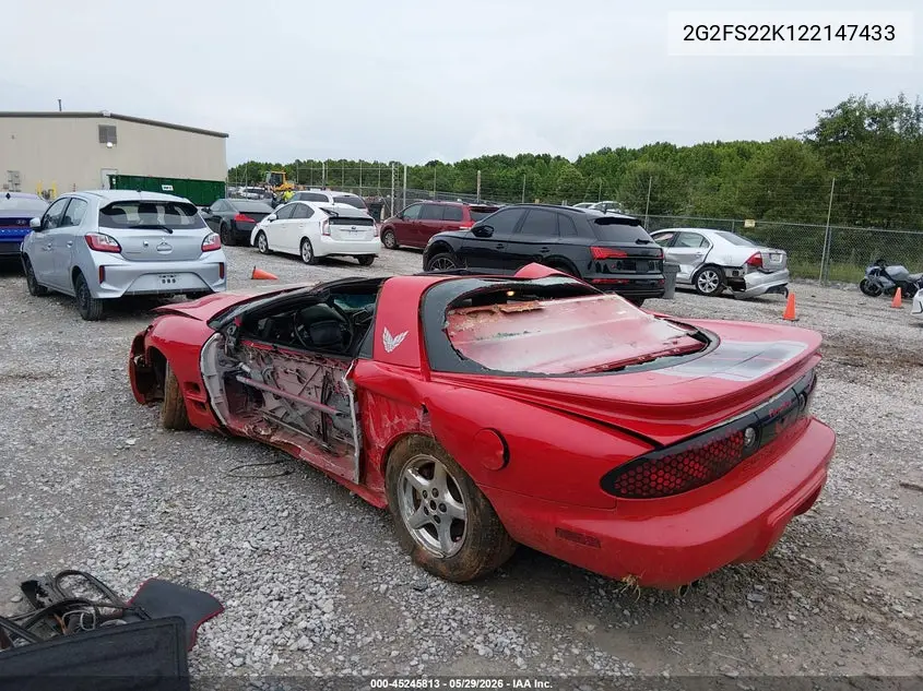 2002 Pontiac Firebird VIN: 2G2FS22K122147433 Lot: 45245813