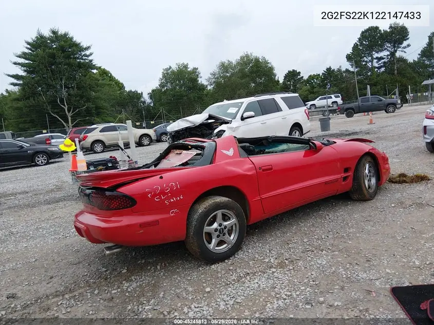 2002 Pontiac Firebird VIN: 2G2FS22K122147433 Lot: 45245813