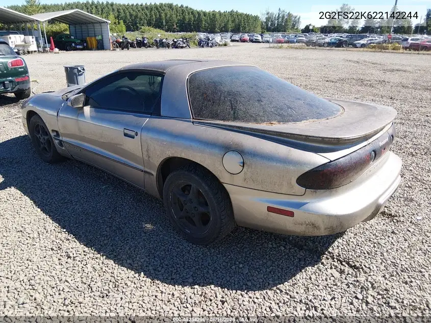 2002 Pontiac Firebird VIN: 2G2FS22K622142244 Lot: 45254296