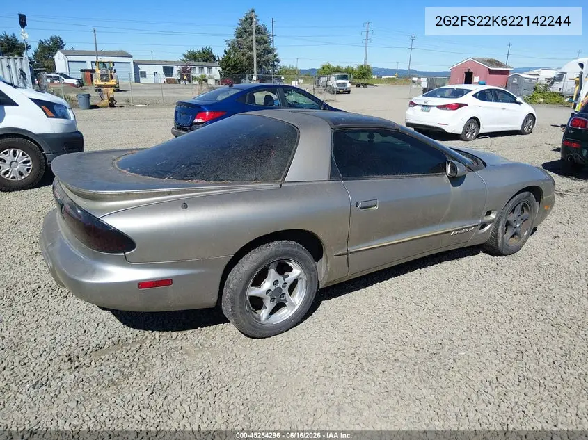 2002 Pontiac Firebird VIN: 2G2FS22K622142244 Lot: 45254296