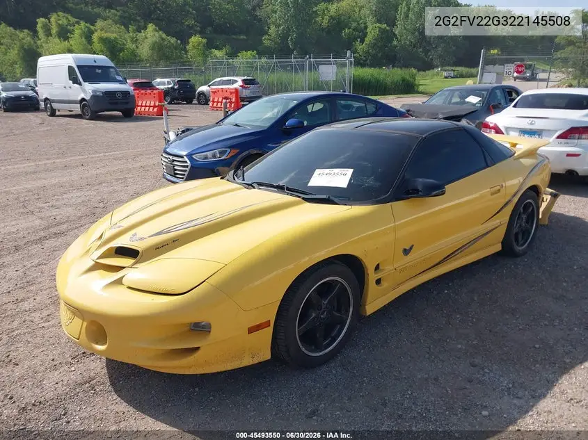 2002 Pontiac Firebird Trans Am VIN: 2G2FV22G322145508 Lot: 45493550