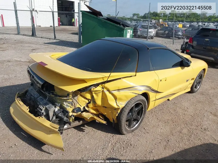 2002 Pontiac Firebird Trans Am VIN: 2G2FV22G322145508 Lot: 45493550