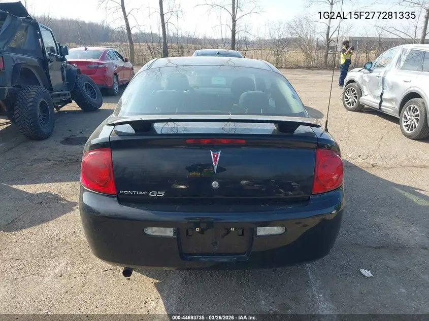 2007 Pontiac G5 VIN: 1G2AL15F277281335 Lot: 44693735