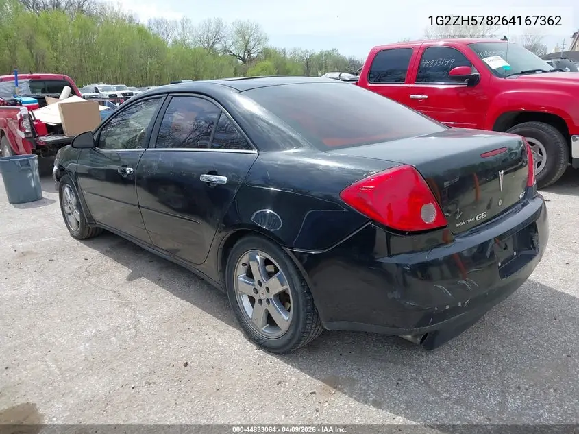 2006 Pontiac G6 Gt VIN: 1G2ZH578264167362 Lot: 44833064
