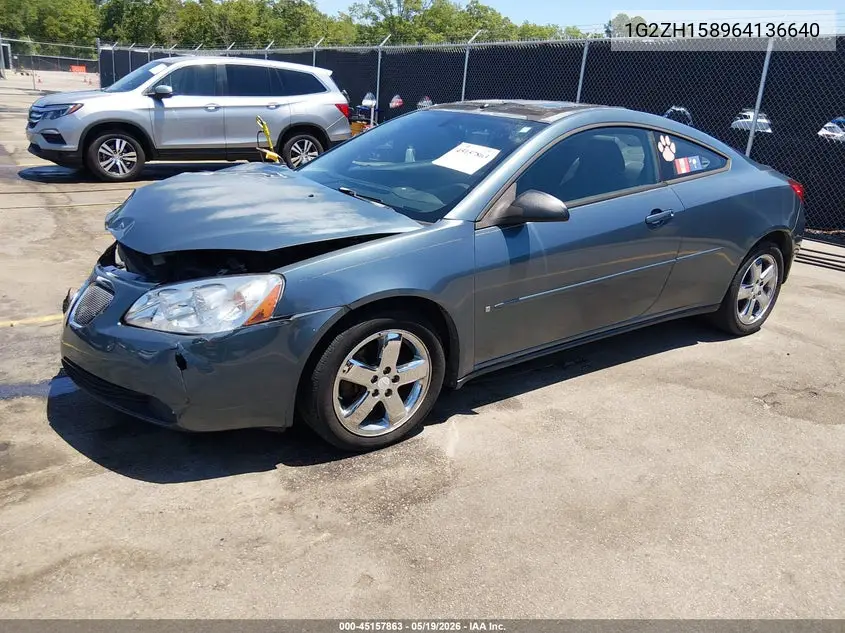 2006 Pontiac G6 Gt VIN: 1G2ZH158964136640 Lot: 45157863