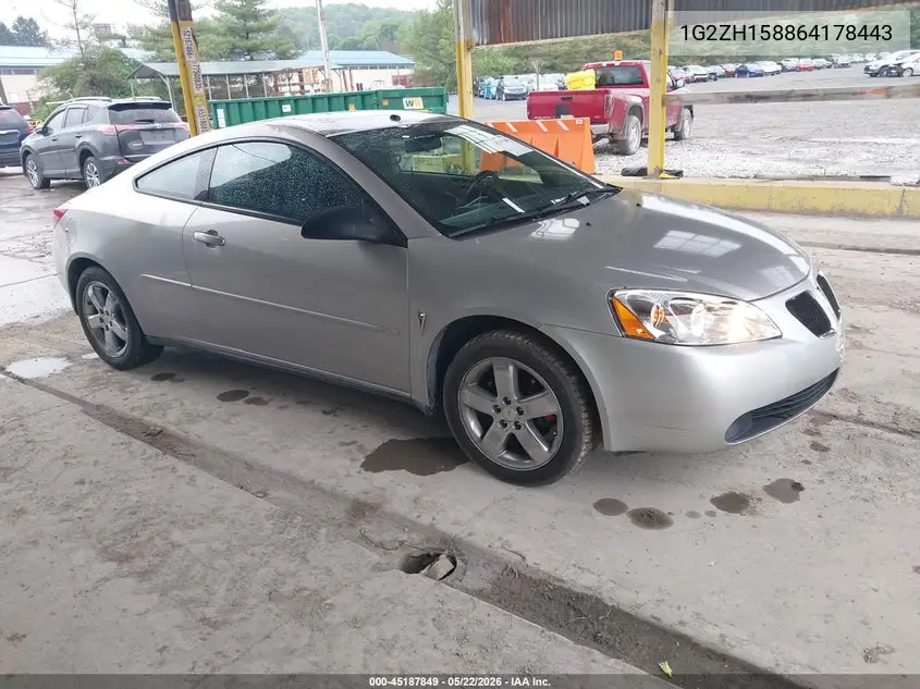 2006 Pontiac G6 Gt VIN: 1G2ZH158864178443 Lot: 45187849