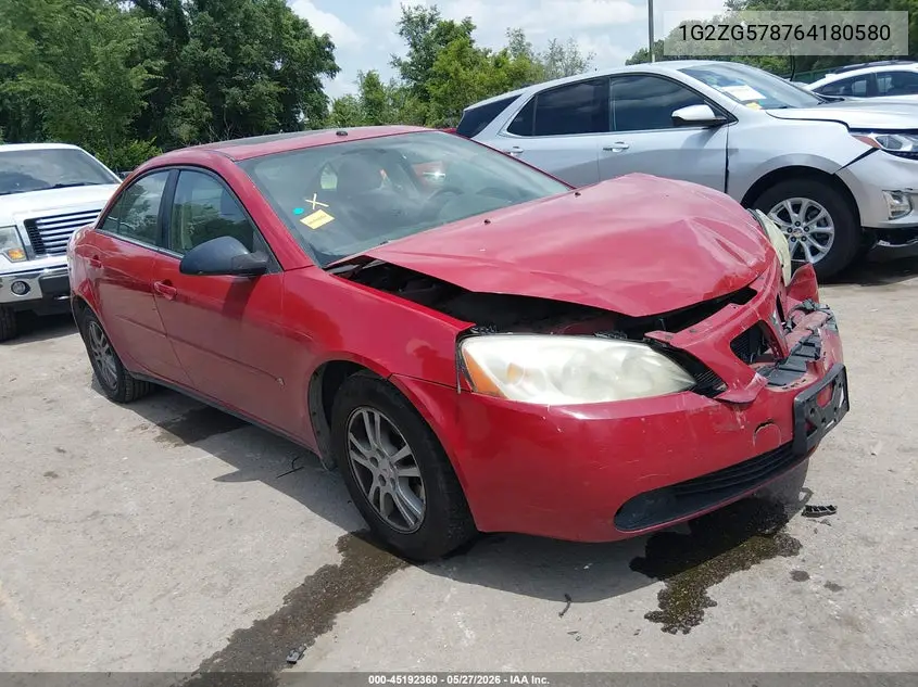 2006 Pontiac G6 VIN: 1G2ZG578764180580 Lot: 45192360