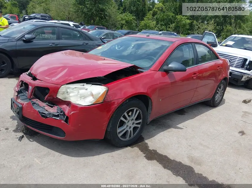 2006 Pontiac G6 VIN: 1G2ZG578764180580 Lot: 45192360
