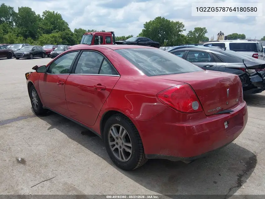 2006 Pontiac G6 VIN: 1G2ZG578764180580 Lot: 45192360