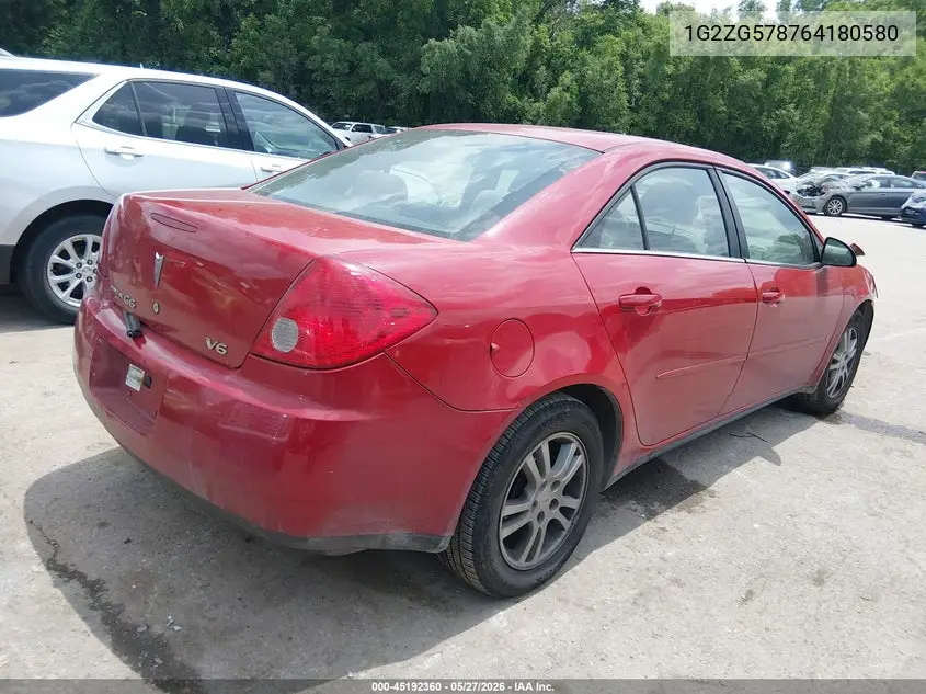 2006 Pontiac G6 VIN: 1G2ZG578764180580 Lot: 45192360