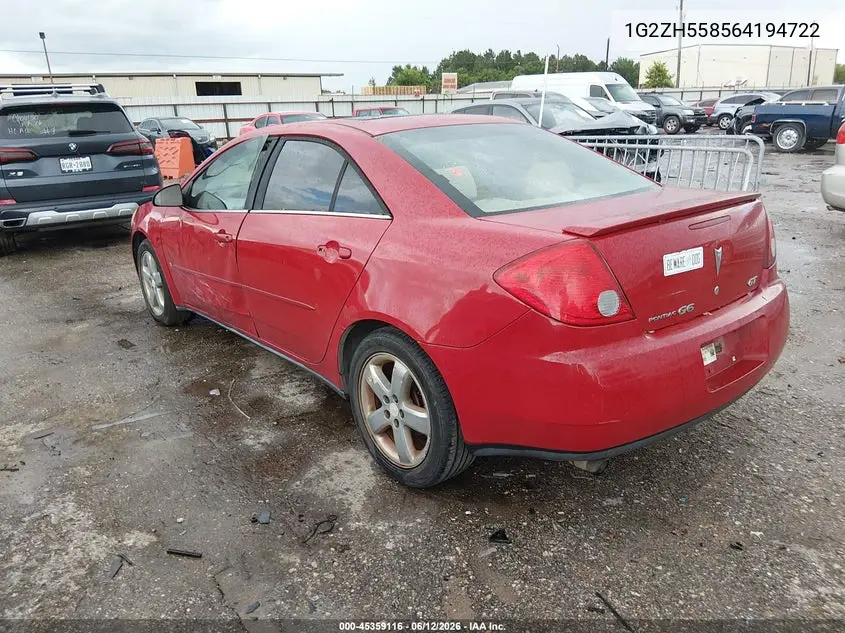 2006 Pontiac G6 Gt VIN: 1G2ZH558564194722 Lot: 45359116