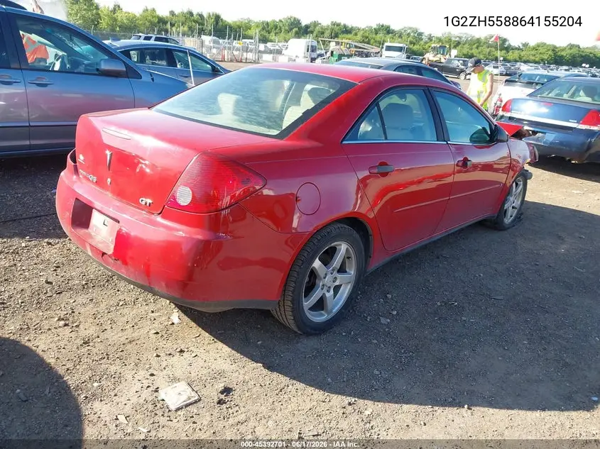 2006 Pontiac G6 Gt VIN: 1G2ZH558864155204 Lot: 45392701