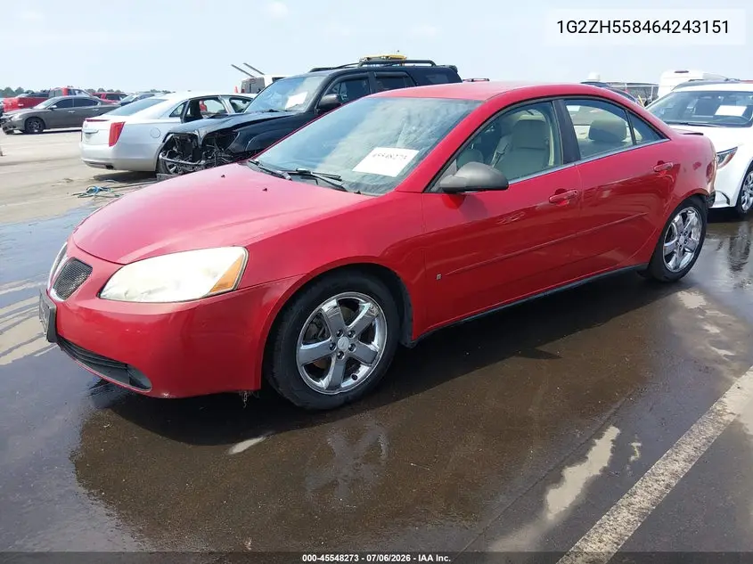 2006 Pontiac G6 Gt VIN: 1G2ZH558464243151 Lot: 45548273