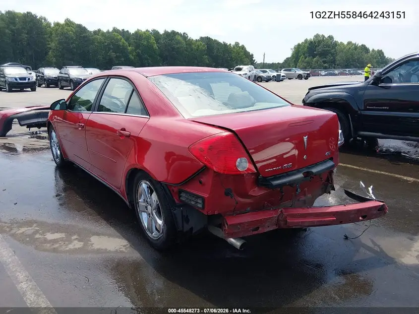 2006 Pontiac G6 Gt VIN: 1G2ZH558464243151 Lot: 45548273
