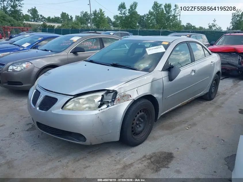 2006 Pontiac G6 VIN: 1G2ZF55B564195208 Lot: 45570019