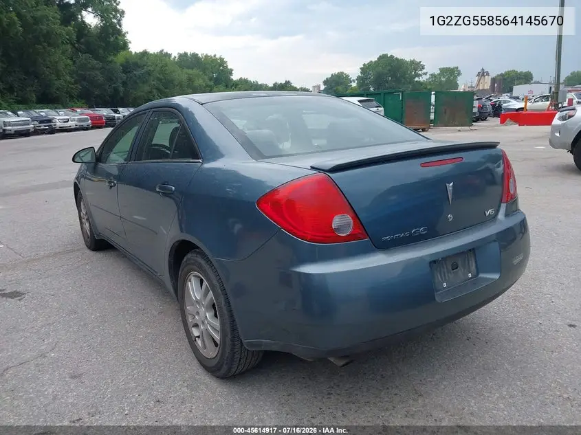 2006 Pontiac G6 VIN: 1G2ZG558564145670 Lot: 45614917