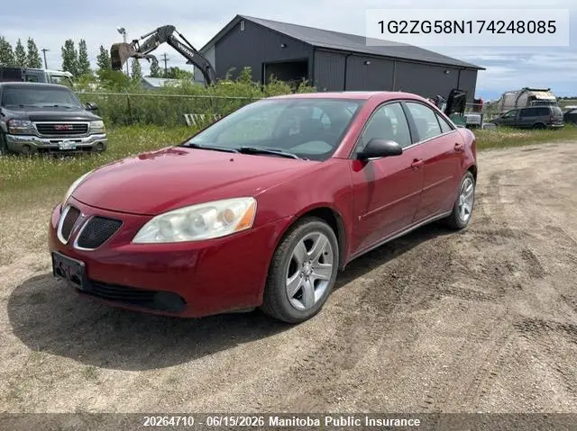 2007 Pontiac G6 Se VIN: 1G2ZG58N174248085 Lot: 20264710