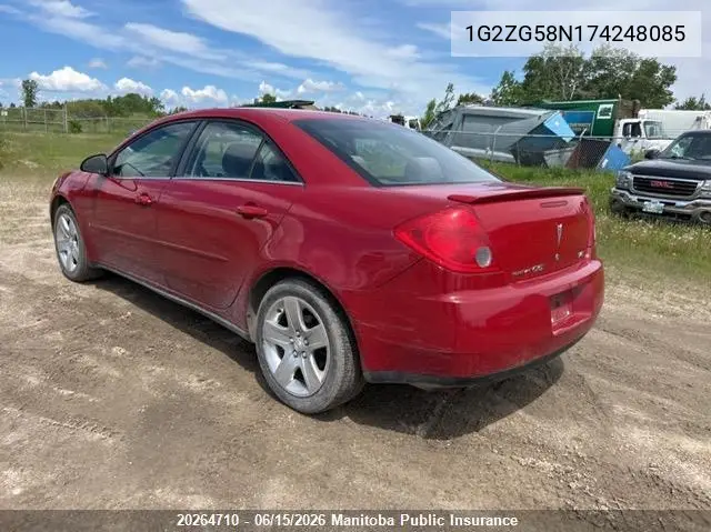 2007 Pontiac G6 Se VIN: 1G2ZG58N174248085 Lot: 20264710