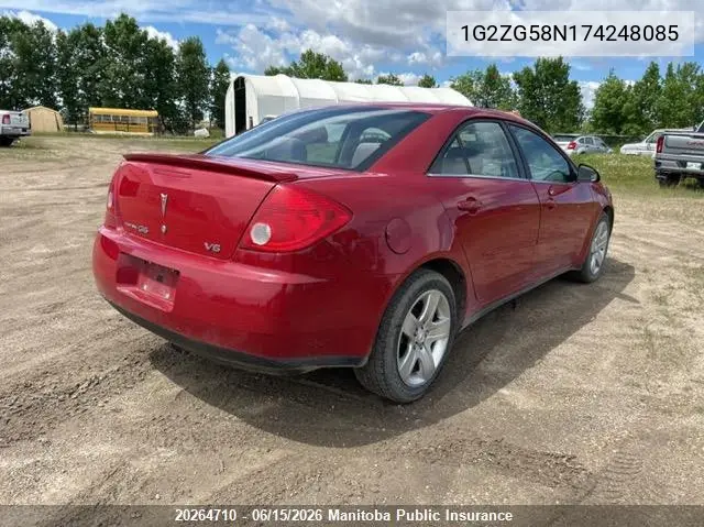 2007 Pontiac G6 Se VIN: 1G2ZG58N174248085 Lot: 20264710
