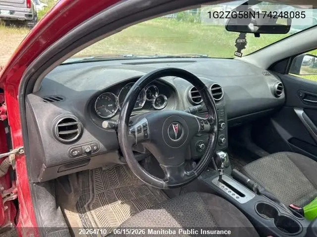 2007 Pontiac G6 Se VIN: 1G2ZG58N174248085 Lot: 20264710