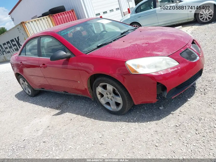 2007 Pontiac G6 VIN: 1G2ZG58B174145402 Lot: 44858787