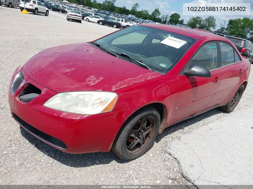 2007 Pontiac G6 VIN: 1G2ZG58B174145402 Lot: 44858787