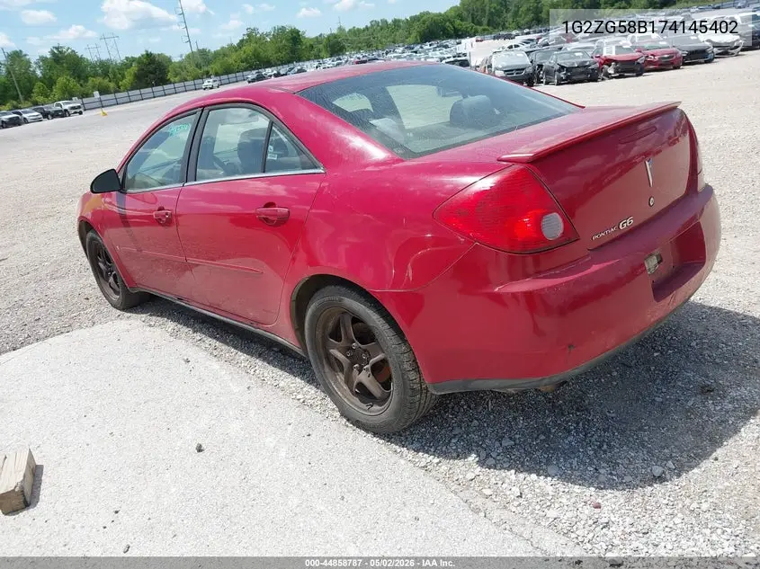 2007 Pontiac G6 VIN: 1G2ZG58B174145402 Lot: 44858787