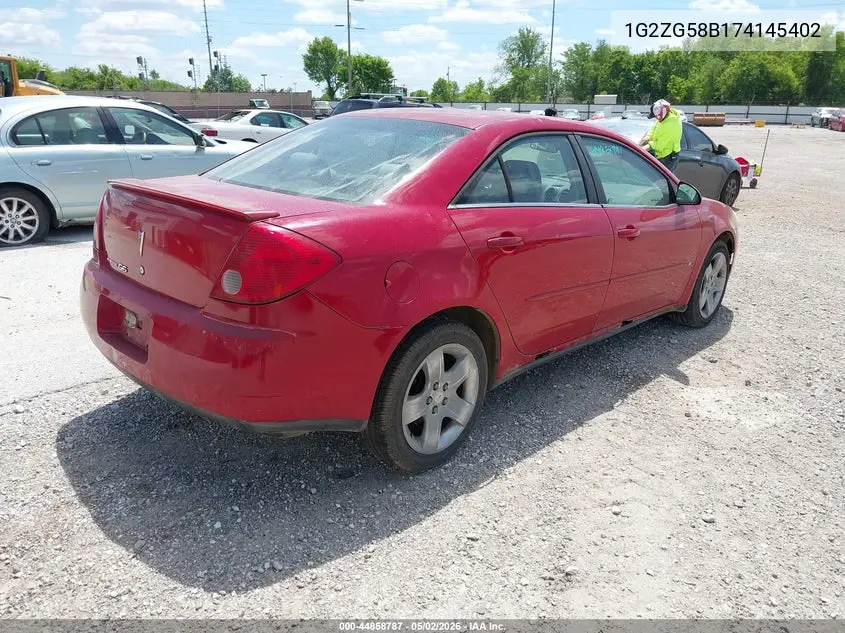 2007 Pontiac G6 VIN: 1G2ZG58B174145402 Lot: 44858787