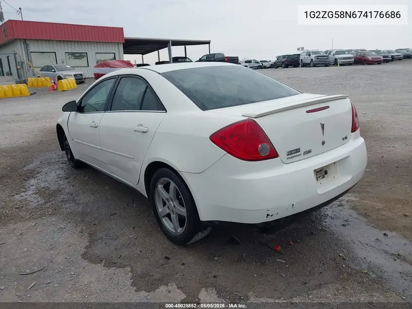 2007 Pontiac G6 VIN: 1G2ZG58N674176686 Lot: 45025852