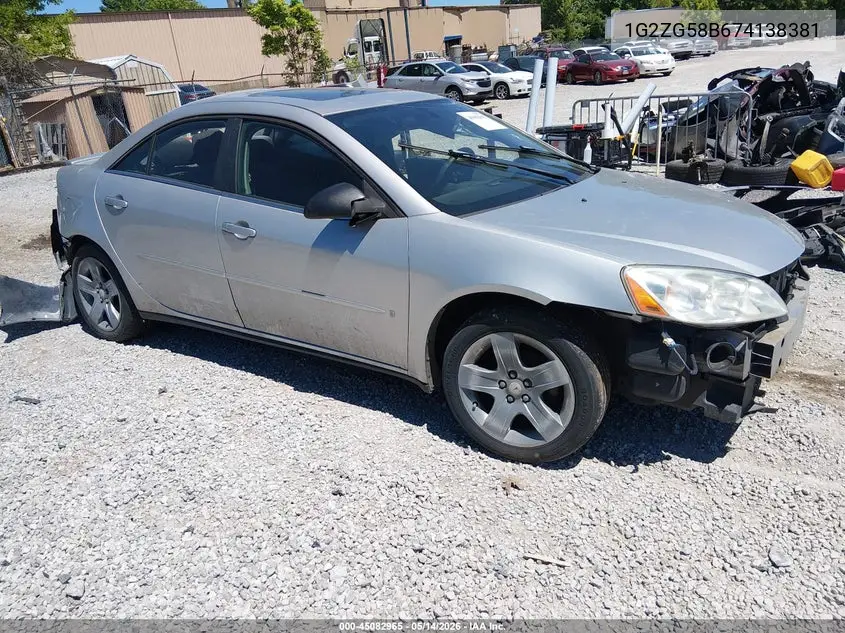 2007 Pontiac G6 VIN: 1G2ZG58B674138381 Lot: 45082965