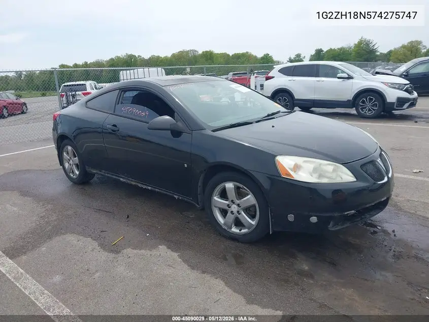 2007 Pontiac G6 Gt VIN: 1G2ZH18N574275747 Lot: 45090029