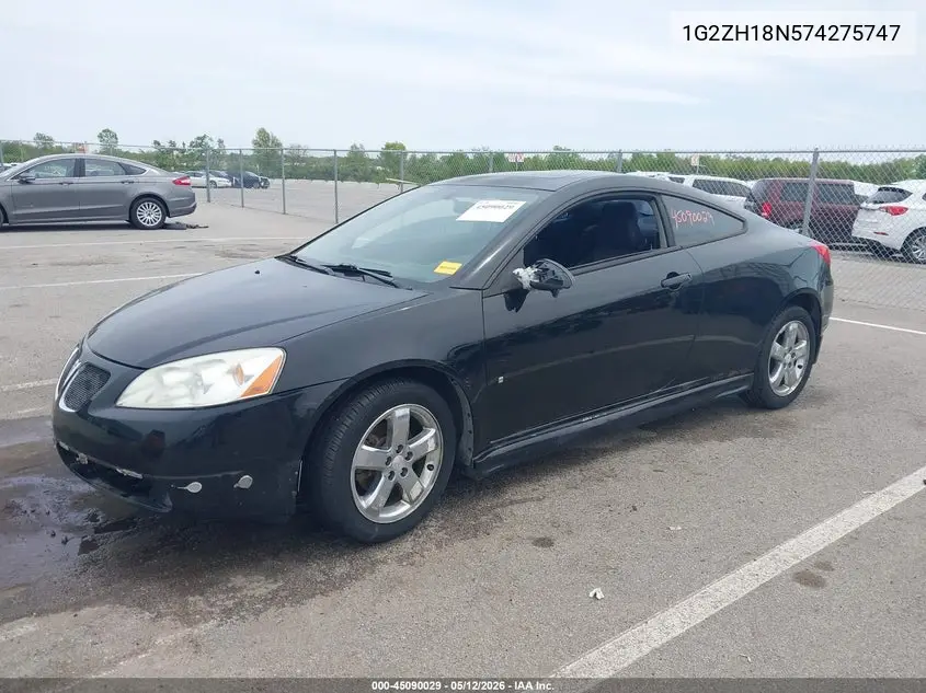 2007 Pontiac G6 Gt VIN: 1G2ZH18N574275747 Lot: 45090029