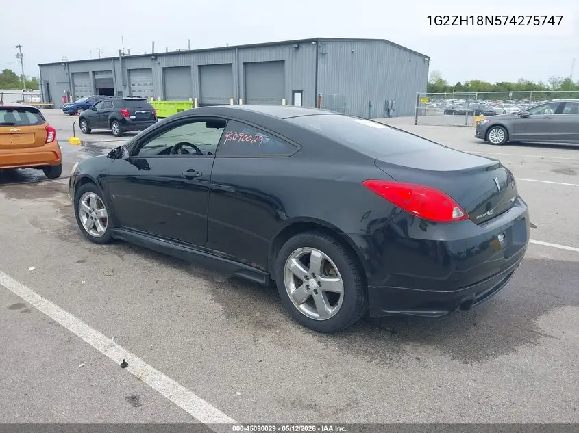 2007 Pontiac G6 Gt VIN: 1G2ZH18N574275747 Lot: 45090029