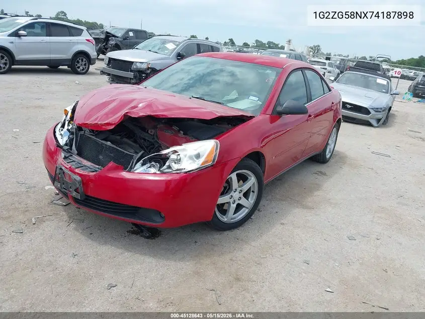 2007 Pontiac G6 VIN: 1G2ZG58NX74187898 Lot: 45128643