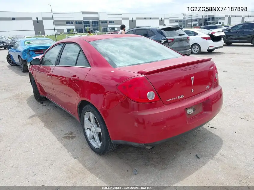 2007 Pontiac G6 VIN: 1G2ZG58NX74187898 Lot: 45128643