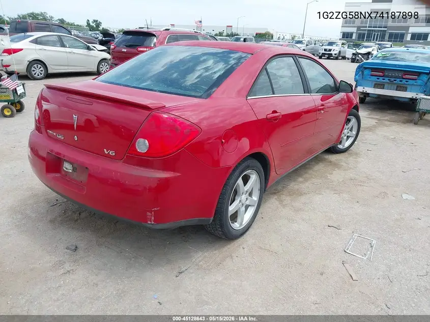 2007 Pontiac G6 VIN: 1G2ZG58NX74187898 Lot: 45128643