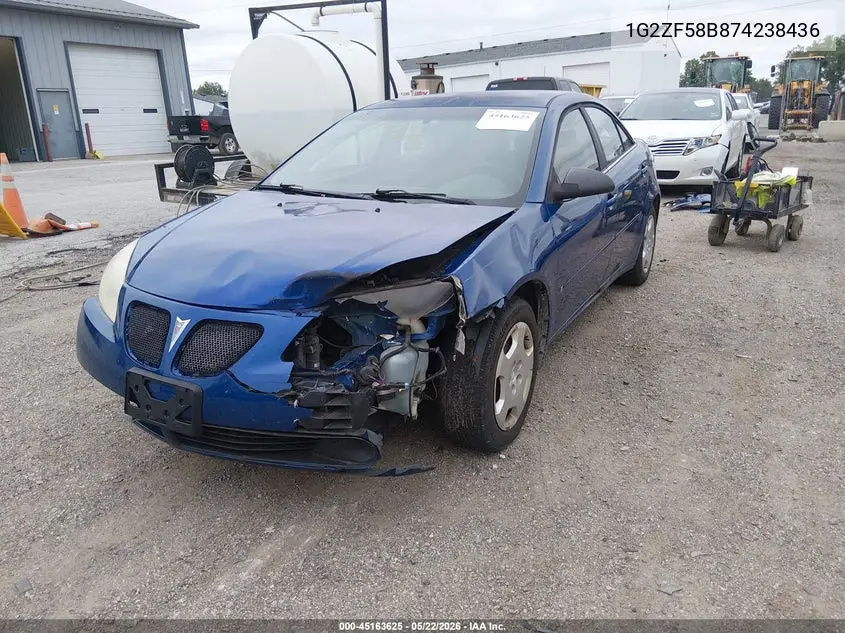 2007 Pontiac G6 Value Leader VIN: 1G2ZF58B874238436 Lot: 45163625