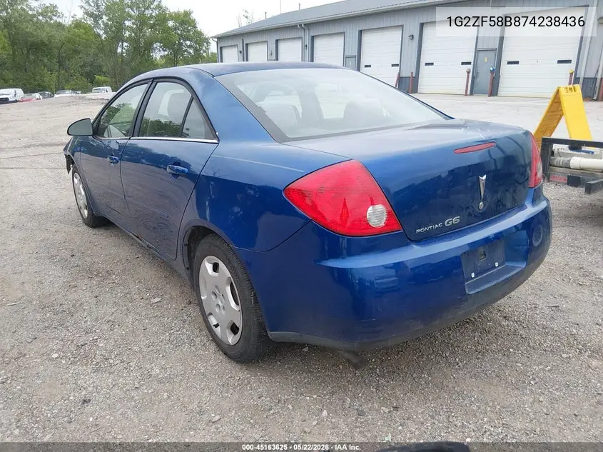 2007 Pontiac G6 Value Leader VIN: 1G2ZF58B874238436 Lot: 45163625
