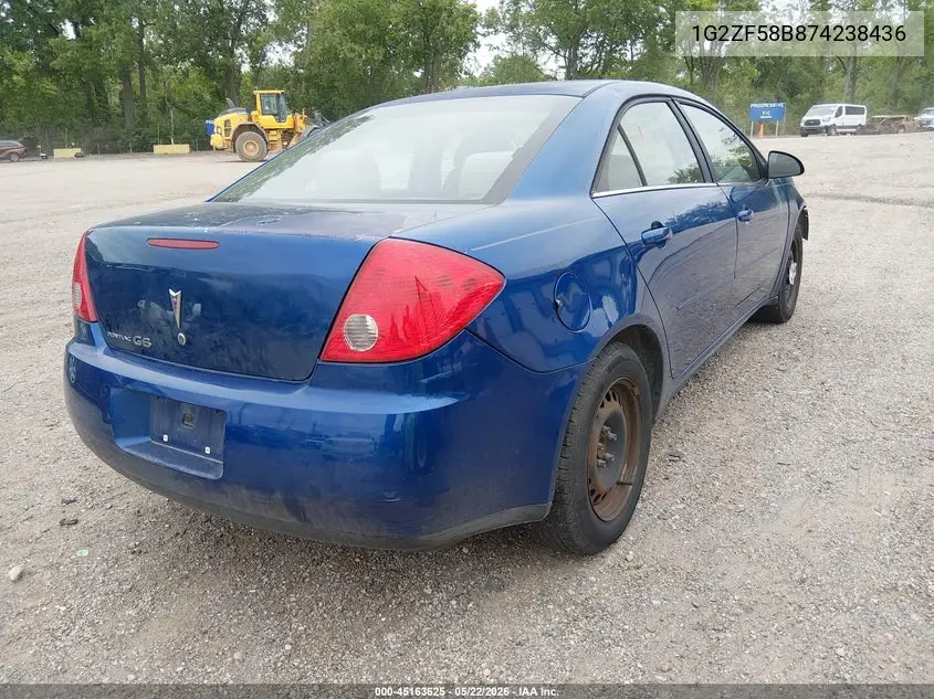 2007 Pontiac G6 Value Leader VIN: 1G2ZF58B874238436 Lot: 45163625