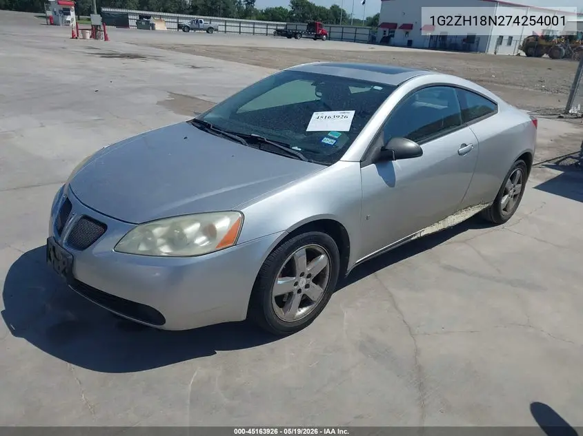 2007 Pontiac G6 Gt VIN: 1G2ZH18N274254001 Lot: 45163926