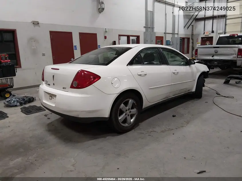 2007 Pontiac G6 Gt VIN: 1G2ZH58N374249025 Lot: 45205464