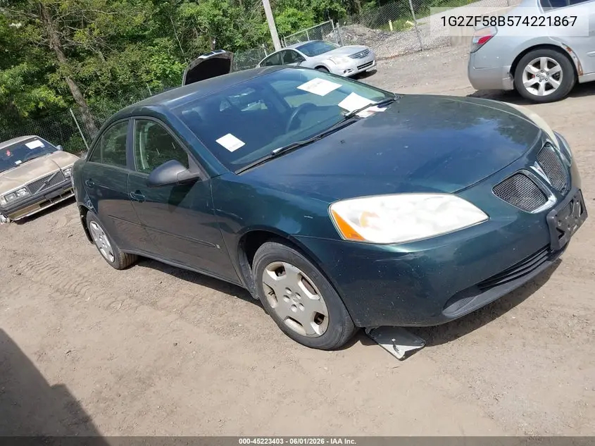 2007 Pontiac G6 Value Leader VIN: 1G2ZF58B574221867 Lot: 45223403