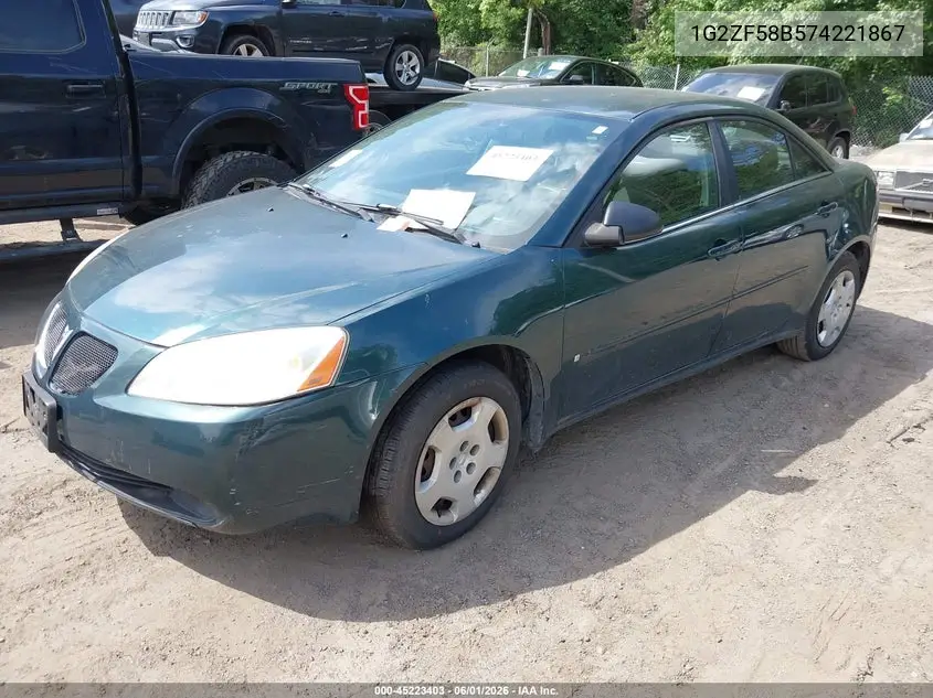 2007 Pontiac G6 Value Leader VIN: 1G2ZF58B574221867 Lot: 45223403