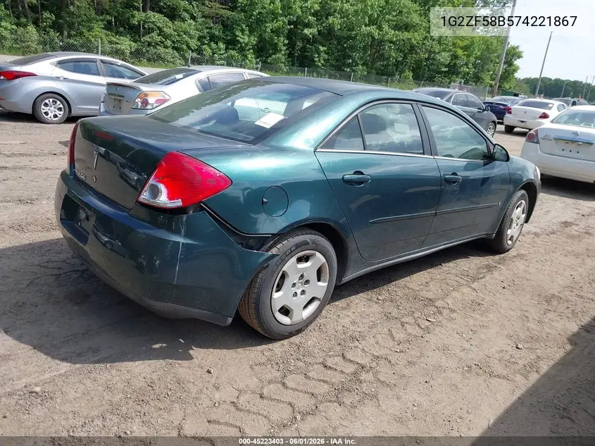 2007 Pontiac G6 Value Leader VIN: 1G2ZF58B574221867 Lot: 45223403