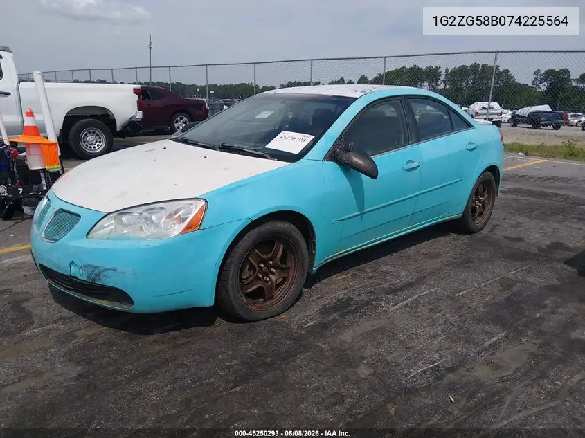 2007 Pontiac G6 VIN: 1G2ZG58B074225564 Lot: 45250293