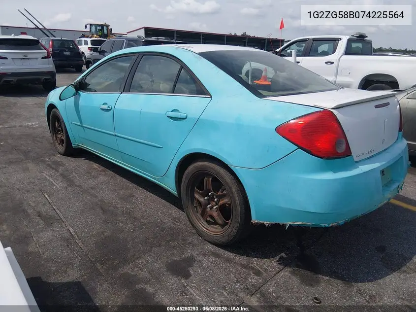 2007 Pontiac G6 VIN: 1G2ZG58B074225564 Lot: 45250293