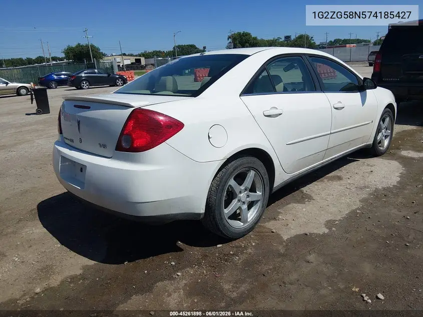 2007 Pontiac G6 VIN: 1G2ZG58N574185427 Lot: 45261898