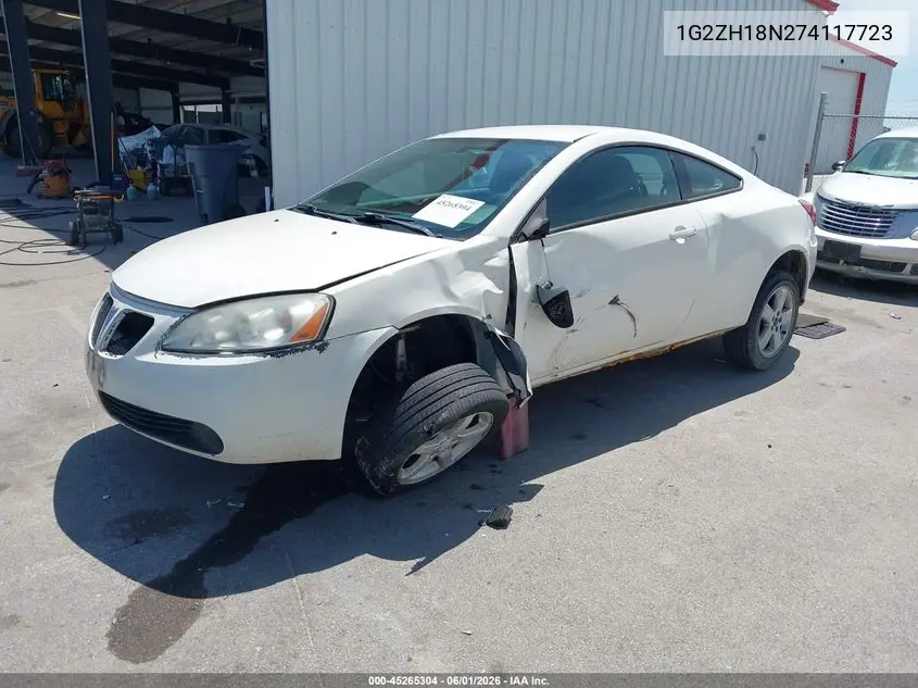 2007 Pontiac G6 Gt VIN: 1G2ZH18N274117723 Lot: 45265304
